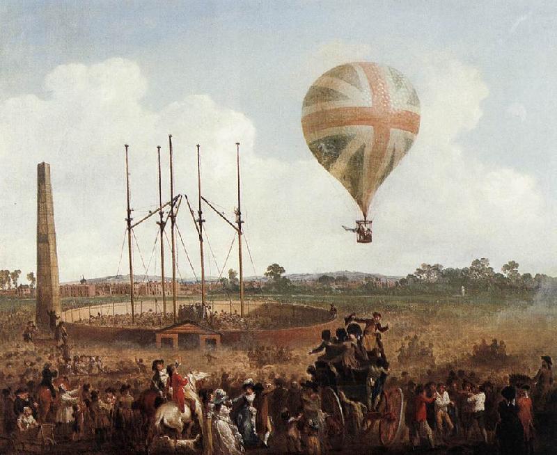 IBBETSON, Julius Caesar George Biggins' Ascent in Lunardi' Balloon sf oil painting picture